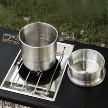 304ステンレス製キャンプ用調理器具セット【携帯型・吊り鍋】（セットアップ対応）