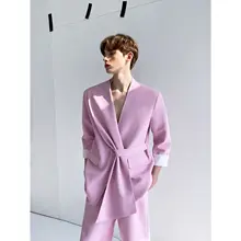 個性的なリボンデザインのスーツ【韓国風・トレンドスタイル・ジャケット＆パンツ】（セットアップ対応）