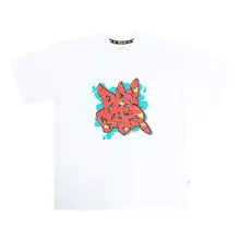 半袖Tシャツ ユニセックス レタードグラフィック アメリカン風 ストリート クルーネック 狭め襟元 ドロップショルダー ルーズ ダンス「FBS」