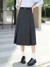 上品なTR素材のプリーツAラインスカート【デザイン性・ウエストゴム・ミドル丈】