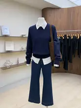 秋冬にぴったり！シンプルなクルーネックウールニットセーター【フィット・極上の柔らかさ・女性用】
