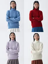 クラシックな魅力！純羊毛のハイネック厚手ニットセーター【ゆったり保温・秋冬用】
