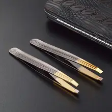 金属波纹デザインの無縫製眉毛ピンセット【ステンレス製・滑り止め・斜口型】