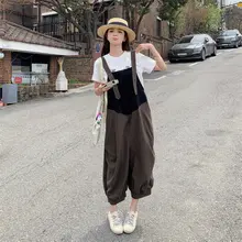 夏用 カラーブロックデザインのサロペット【女性用・高級感あるスタイル】（セットアップ対応）