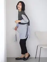 リボン付きニットとシャツの重ね着風トップス【秋冬用・女性用】（セットアップ対応）