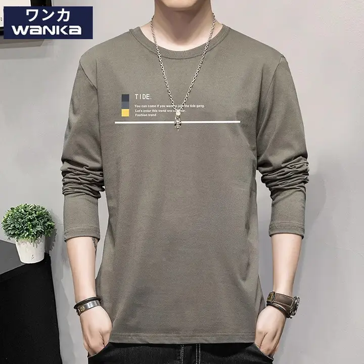 春秋用 メンズ長袖Tシャツ【純綿・印刷デザイン・クルーネック・カジュアル】