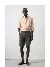 ハーフパンツ メンズ リネン 無地 ストレート 通気性 秋冬 「MANGO」