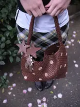 刺繍ドット編み大容量トートバッグ【通勤・肩掛け・斜め掛け対応】