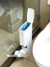 狭い隙間に最適なトイレ用ゴミ箱【一体型・長方形・トイレブラシ収納】