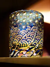 手作りの波模様江戸切子ウイスキーグラス【クリスタル製・ギフトボックス付き】