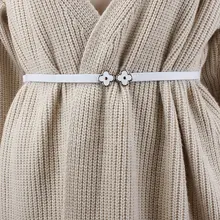 調節可能なウエストベルト【レディース・本革・花飾り・シンプルスタイル・スリムフィット】