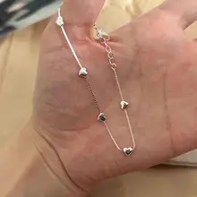 S925純銀の小さなハートブレスレット【シンプルデザイン・光沢のあるハート・女性用】