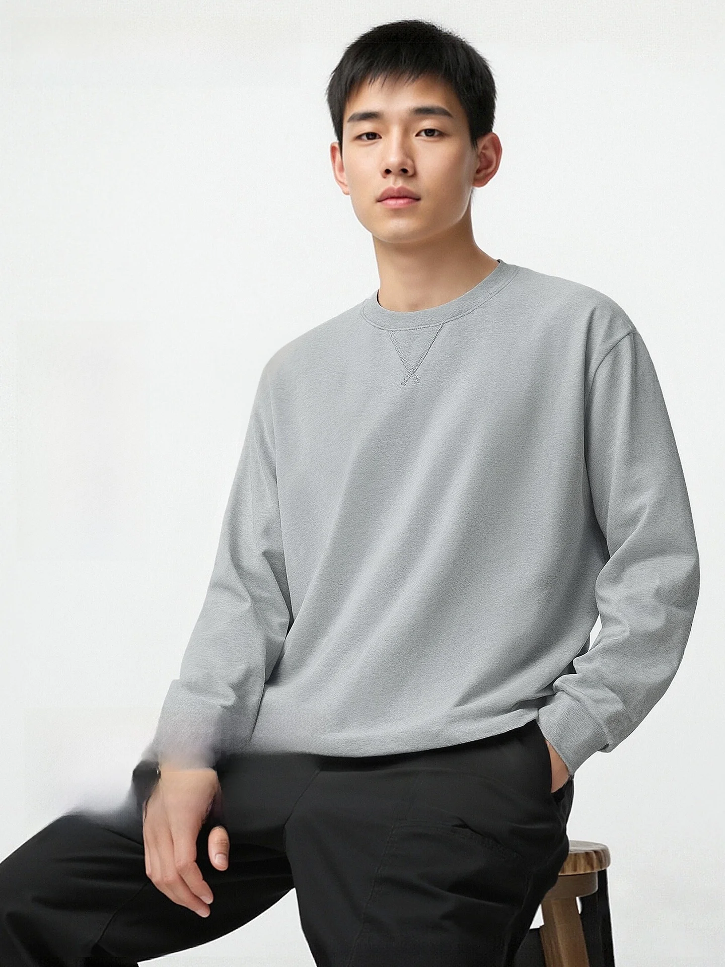 春用コットン製 メンズ長袖Tシャツ【ゆったりサイズ・通勤スタイル・重厚感】