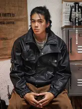 春用 本革ライダーズジャケット【メンズ・スタンドカラー・ヒップホップスタイル】