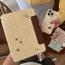 かわいい波点デザインのiPad用磁気スタンドケース【内側印刷・エア56・プロ11インチ対応】