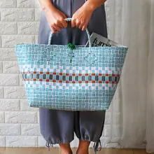 ベトナム製編み 籐風 大型 ショッピングバスケット【ピクニック用・収納用・洗面用】