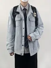 春季用 男性用水洗デニムシャツ【長袖・多ポケット・フィット】