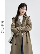 黒のトレンチコート【秋用・カジュアル・フィット・クラシックデザイン】