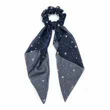 雪織り星柄ポニーテールリボンヘアアクセサリー【髪に優しい・バリエーション豊富】