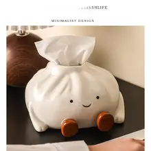 包子デザインの陶製ティッシュボックス【インテリア装飾用】