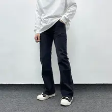 フィットブラックデニムパンツ【ウォッシュ加工・スリムデザイン・メンズ用】