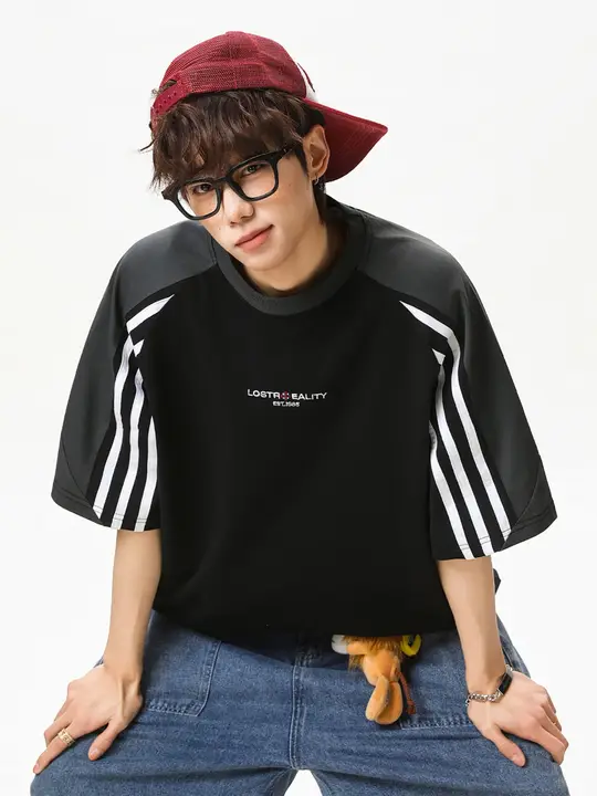 美式ヴィンテージ風 ラグラン袖Tシャツ【カラーコンビネーション・綿100%・クルーネック】
