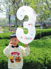 ホワイト32インチ数字バルーン【子供の誕生日・パーティーデコレーション・アウトドア用】