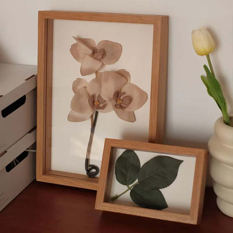 植物標本ディスプレイ DIY 手作りドライフラワーバッジ メダル ブラインドボックス 収納 木製 デコレーション フレーム