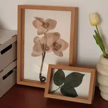 植物標本ディスプレイ DIY 手作りドライフラワーバッジ メダル ブラインドボックス 収納 木製 デコレーション フレーム