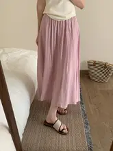 涼感通気性の麻混半身スカート【ウエストゴム・夏用・ロング丈】（セットアップ対応）