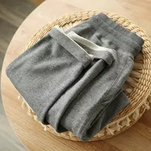 麻製 グレーのレトロニットパンツ【フィット・トレーニング用・秋冬対応】