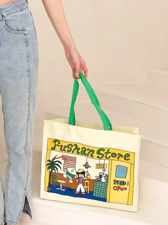 可愛いエコバッグ【45x37x10cm・手提げ・環境に優しい】