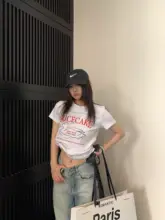 Tシャツ レディース クロップド丈 イラスト柄 レタリングプリント シンプル シック ヴィンテージ 着痩せ 夏 トップス