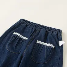 デニムジョガーパンツ キッズ ガールズ レース おしゃれ カジュアル スイート 春秋