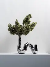 ミニフラワーベース 置物 セラミック メッキ加工 シルバー モダン シンプル 上品 リビング インテリア「Dnnni」