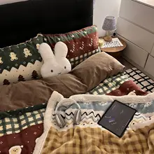 フェルアイランドクリスマスシリーズ 四点セット【ミラード風・ミルクフランネル・ベッドシーツ・掛け布団カバー・寮用】（セットアップ対応）