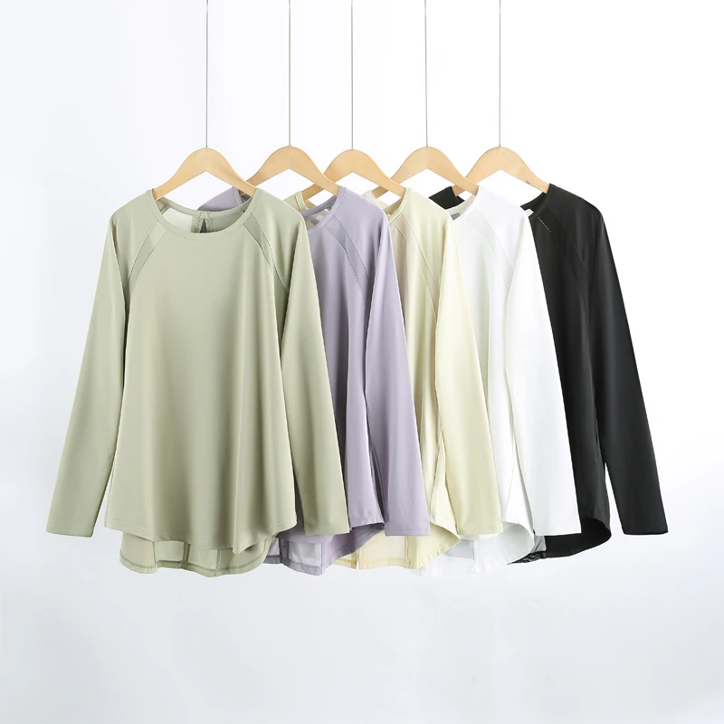 女性用速乾性長袖Tシャツ【フィット・ランニング・ヨガ・大きいサイズ】 ストリートファッションに最適なアイテム