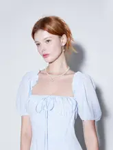 スウィートスタイルのオフショルダー長袖ドレス【ハイスリット・リボンデザイン ・リゾート用】（セットアップ対応）