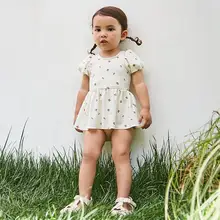子供用 可愛いチェリー柄泡芙袖ビキニ水着【速乾・UVカット・女児用】