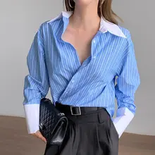 デザイン性に優れた配色ストライプ長袖シャツ【秋用・シングルボタンダウン】