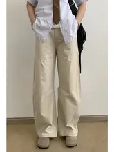デニムパンツ ユニセックス コットン アメリカン風 ワークウェア風 立体裁断 カーブド ワイドシルエット カジュアル 春夏 トレンド