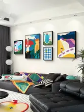 ウォールアート 3点セット リビング ソファ背面 壁掛け 抽象画 カートゥーン ポップカラー おしゃれ 高級感 インテリア