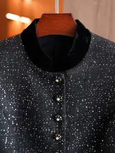 ブラックスパンコールのツイード風カーディガン【高級感・短丈・小柄向け】