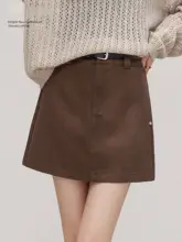 秋用レディースカフェカラーのニットトップスとボトムス【スタイル・韓国風・デ ザイン性高め】（セットアップ対応）