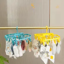 旅行用 折りたたみ多クリップハンガー【下着・靴下・洋服用・風対策】