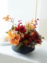 中式風 仮装花アレンジメントセット【赤い果実付き・インテリア装飾用】
