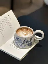 美しい青花瓷デザインの陶器マグカップ【オフィスやカフェ用・カップル用】