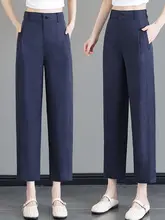薄手コットンリネン製ライナー風パンツ【高ウエスト・フィット・カジュアル】（セットアップ対応）