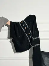 エレガントな花柄ニットカーディガン【秋冬用・厚手・ゆったり】