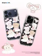 青いトウモロコシデザインのマグセーフ対応 iPhone用耐衝撃スマホケース【ミラー仕上げ・雲のデザイン】